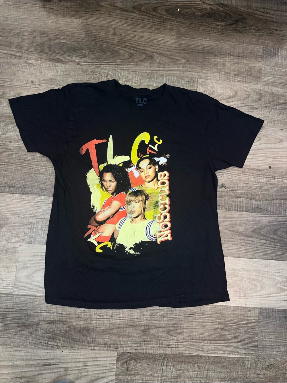 Women’s TLC No Scrubs Black Graphic T-Shirt Band Tee Rap & Hip Hop Music, XL